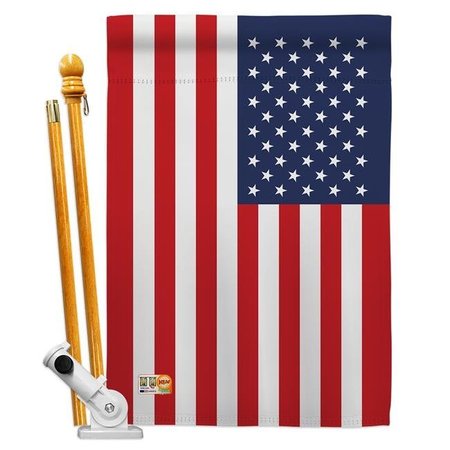 AMERICANA HOME & GARDEN Americana Home & Garden AA-CY-HS-140246-IP-BO-D-US18-AG 28 x 40 in. United States Flags of the World Nationality Impressions Decorative Vertical Double Sided House Flag Set & Pole Bracket Hardware Flag Set HS140246-BO